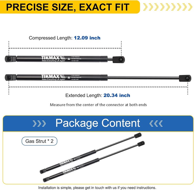 TIKMAX Front Hood Gas Struts for Ford Taurus 10-19, Police Interceptor 13-19, Special Service Police 15-18, Police Responder/SSV Plug-in Hybrid 2019, Replaces 6560 SG204069 Shocks Lift Supports Gas Springs - Image 2